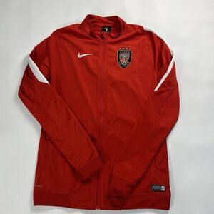 Nike Dri Fit Red Atlanta United Fire‎ Full Zip Warm Up Jacket Size M Women's